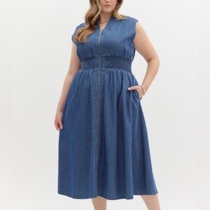 Entro Classic Denim Midi Dress